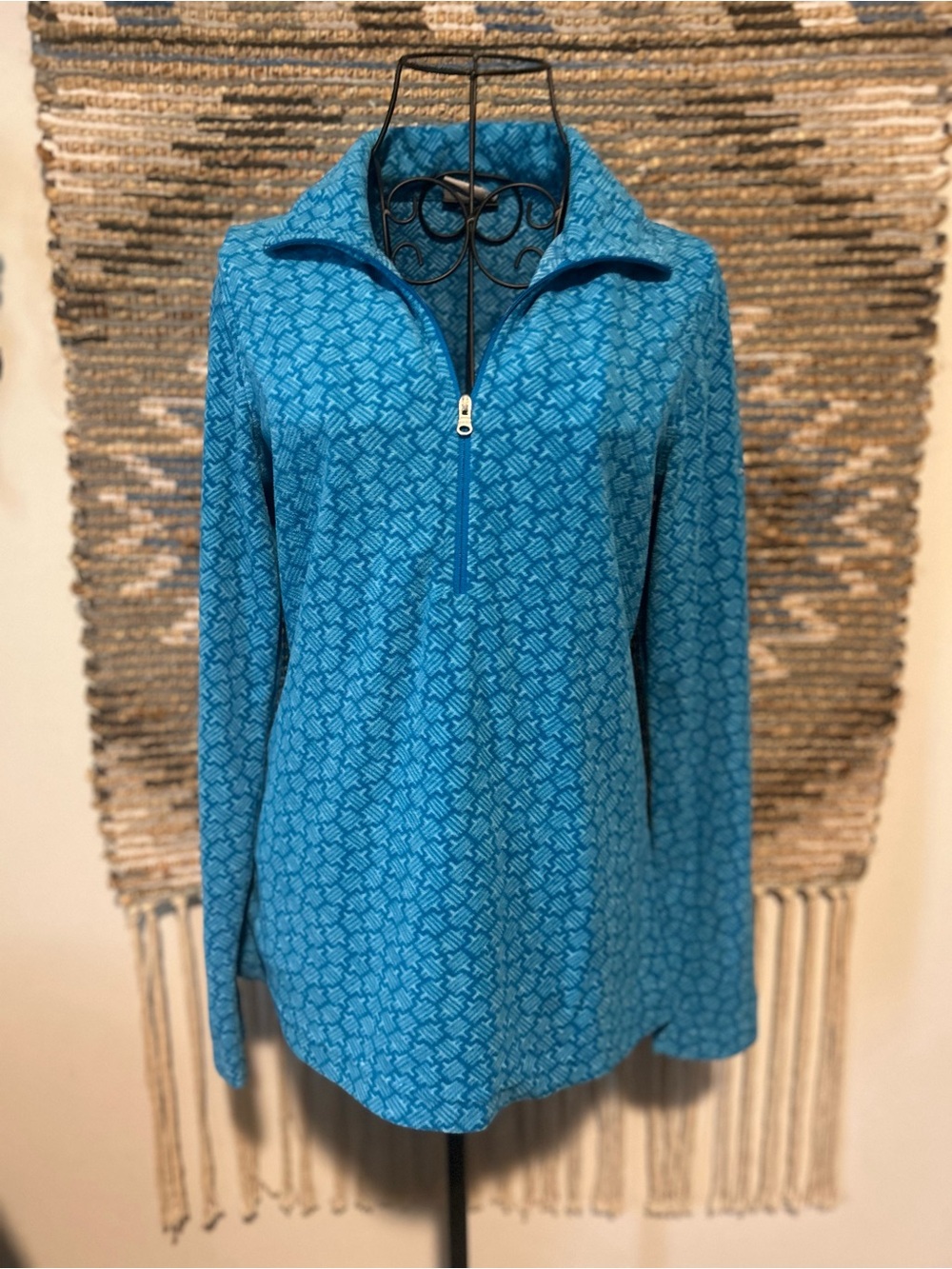 Columbia Blue Half-Zip Patterned Pullover